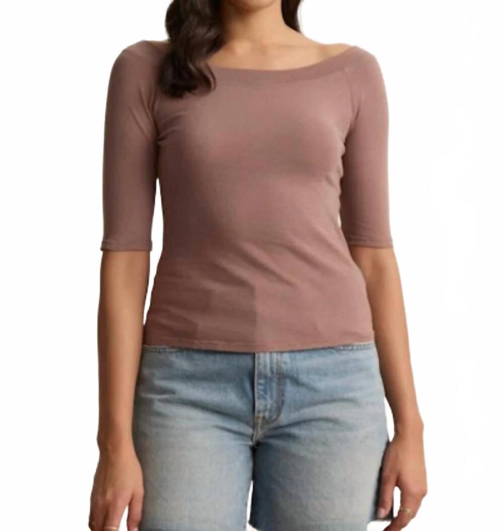 NEW VELVET BY GRAHAM & SPENCER women's lucille top in cappucino